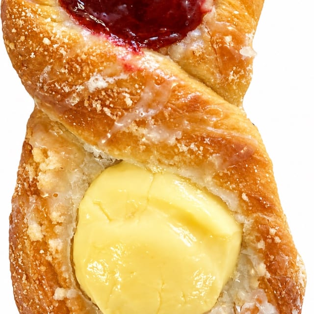 Custard with Strawberry Danish.